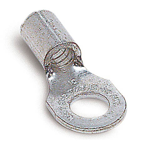 Abb Ring Terminal, #4 Stud Size, 16 AWG, 600 V, Bare Insulated, Bare, Crimp Termination Only, 100 PK A18-4